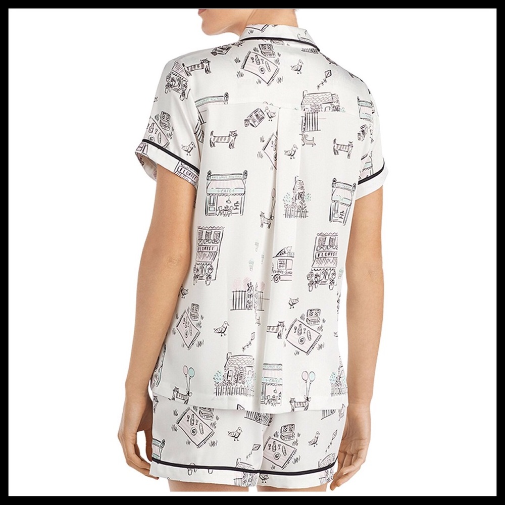 KATE SPADE BLACK PRINT SHORT PJ SET PAJAMAS - Picture 3 of 8